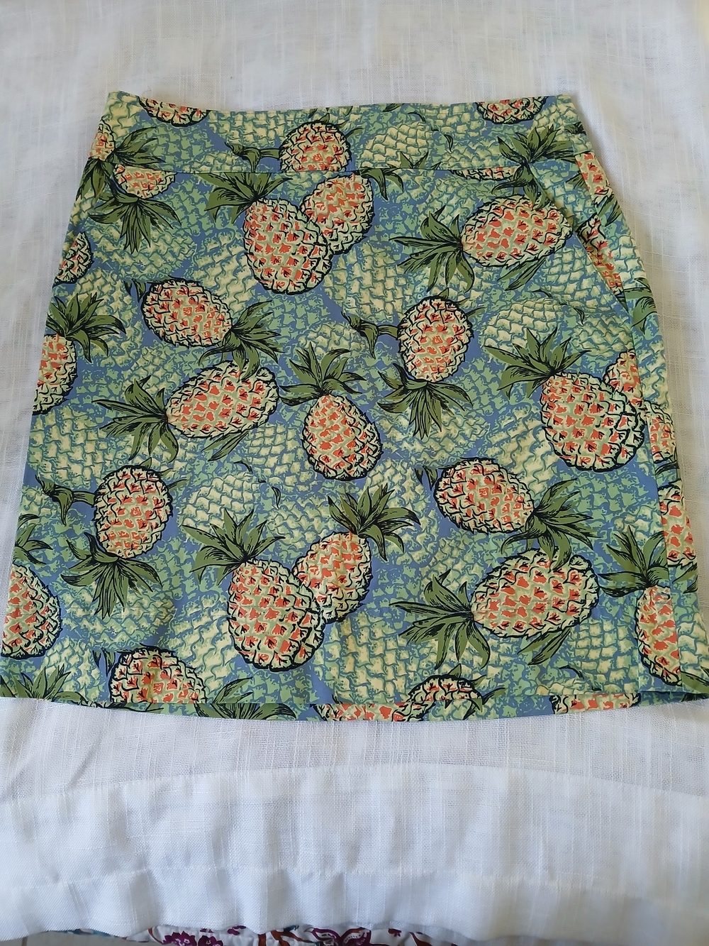 Pineapple Print  Skirt in Aqua and Coral